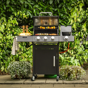 Fire Mountain Cascade 4 Burner Gas BBQ (3+1), Side Burner, Cast Iron Grills, 10.9kW