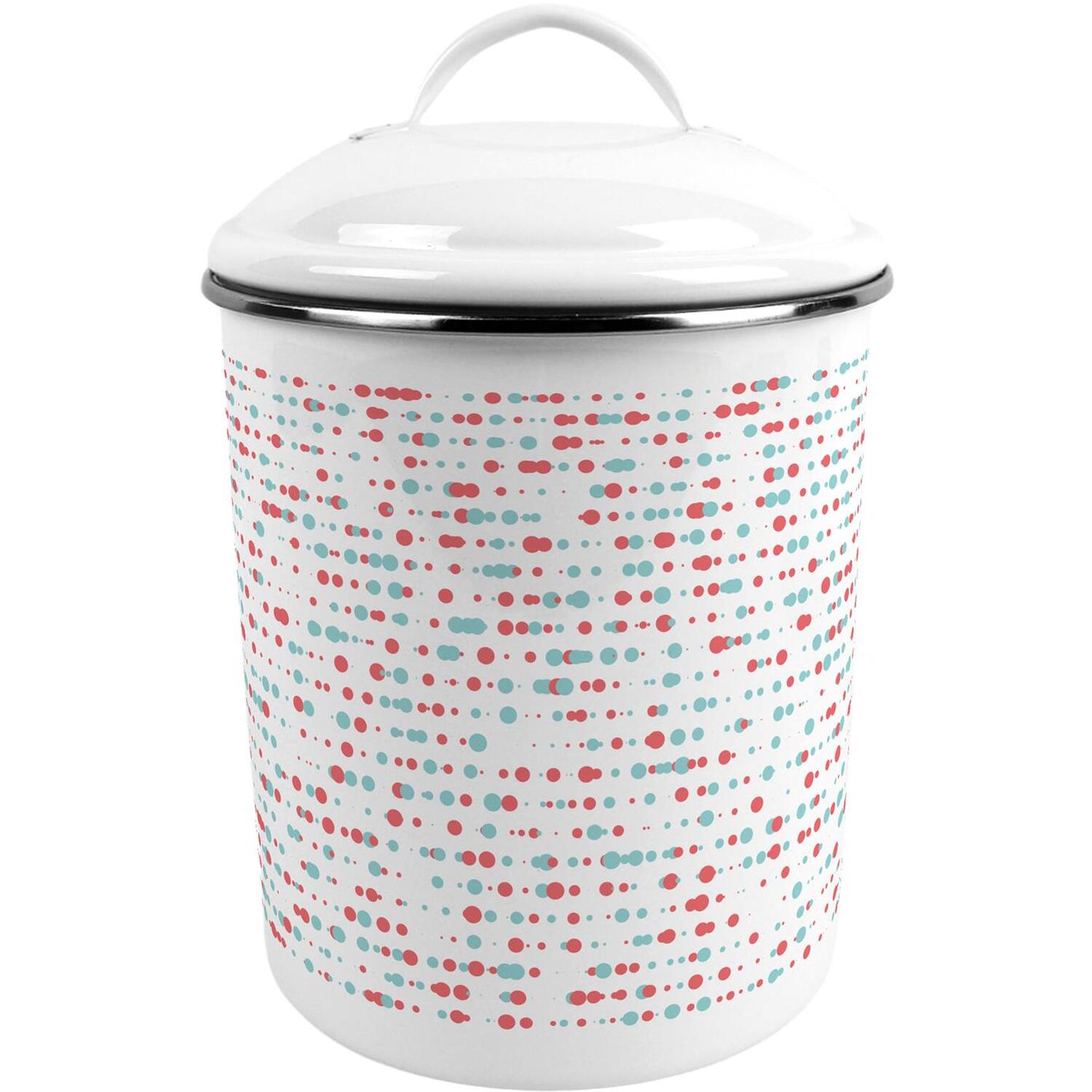 Retro Dots Storage Tin - Large Kitchen/Home Canister with Handle - Image 2
