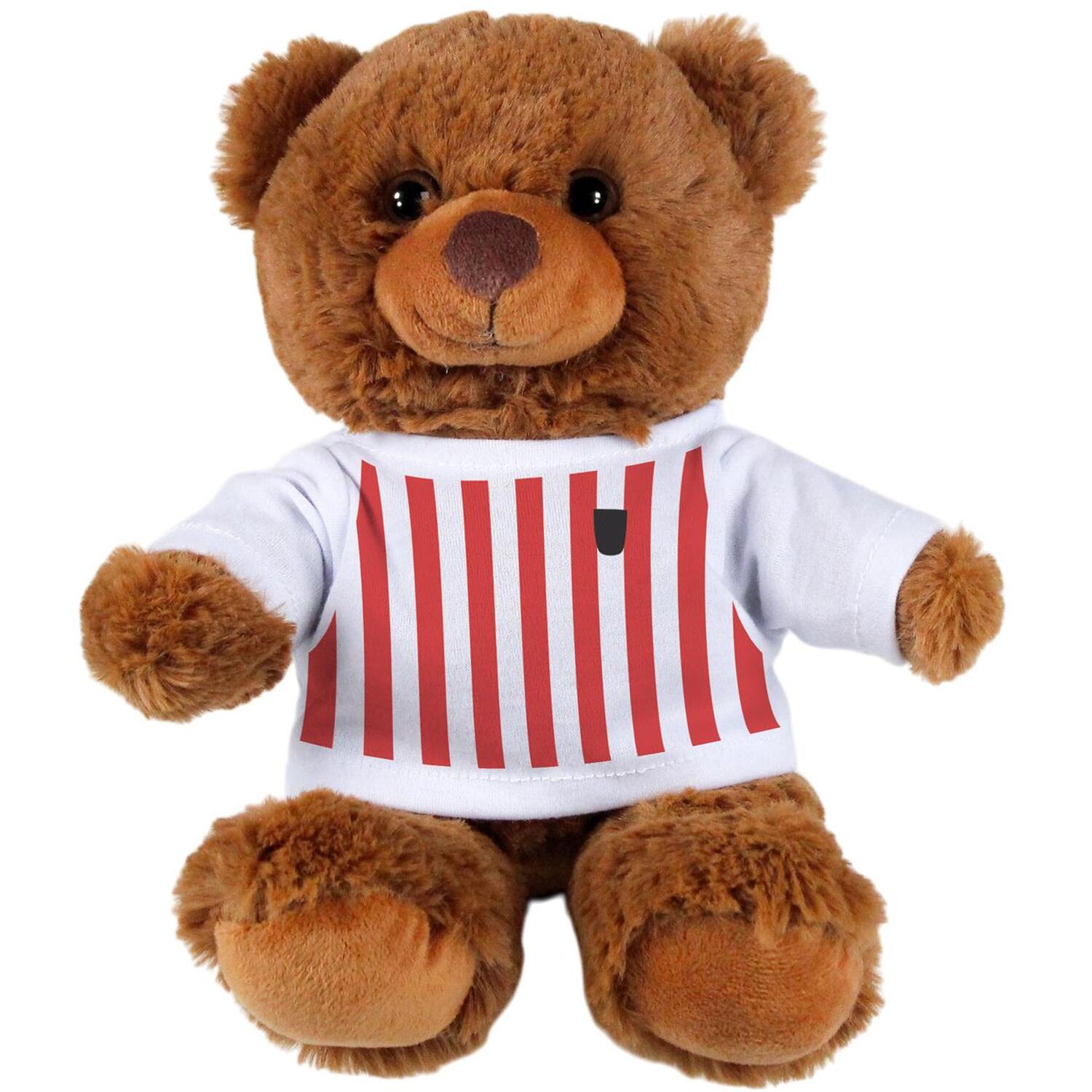 Purely Home Red & White Stripe Football Kit Teddy Bear With T-Shirt - Dark Brown