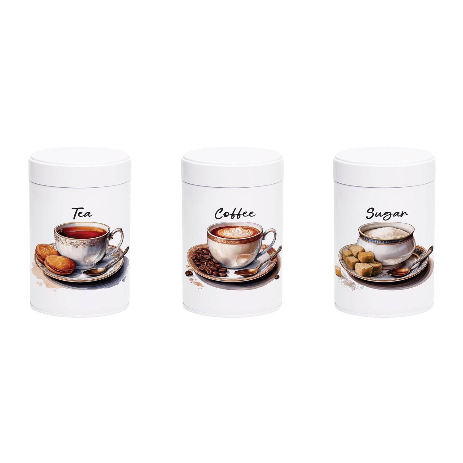 B&Q -  Antique Style Cup & Saucer TeaCoffee & Sugar SetShabby Chic Drinkware Home GiftWhite Screw Top Lid Storage Container 750Ml - Image 3