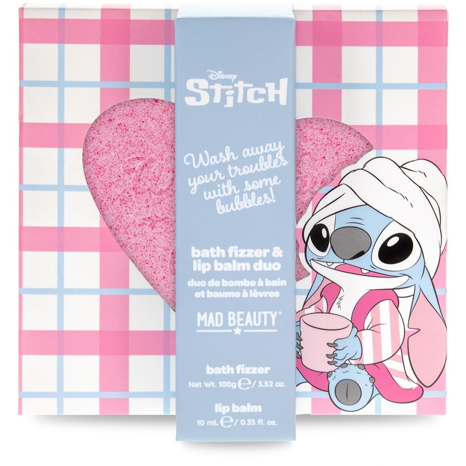 Mad Beauty Unisex Pink Stitch Lip Balm And Bath Fizzer Duo Gift Set In - Image 8
