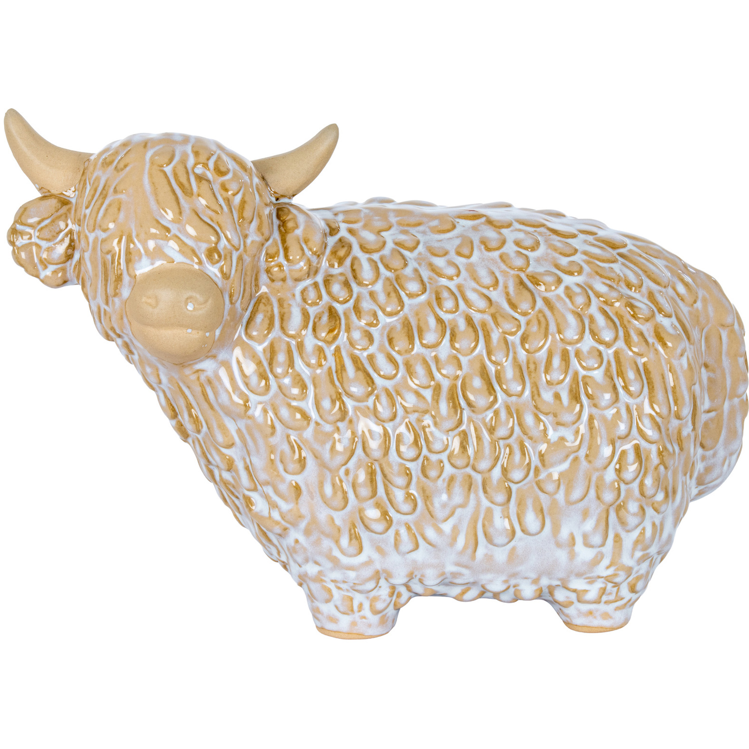 Uniqueful Glossy Glazed Highland Cow Ornament