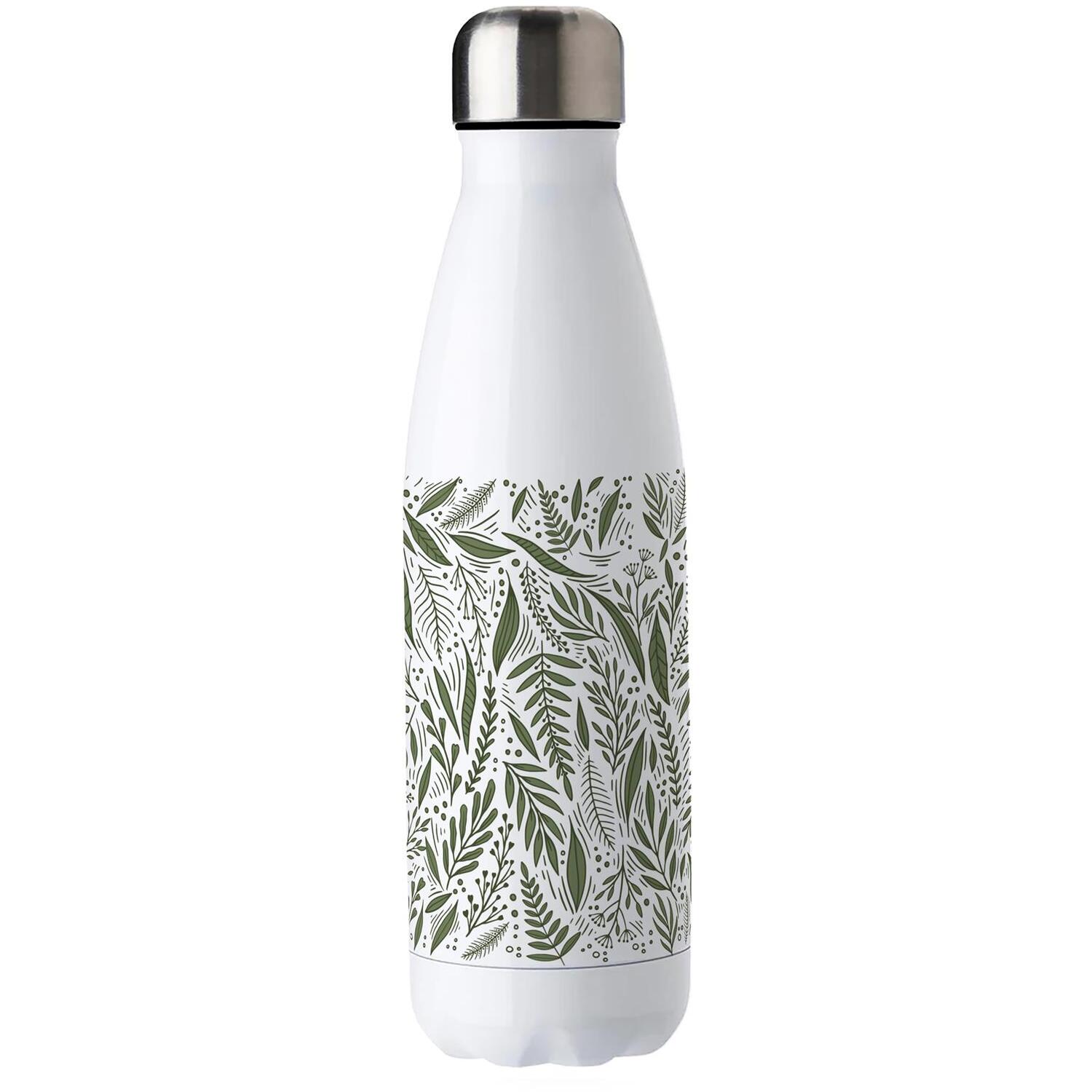 B&Q -  Green Leaves Stainless Steel Water Bottle - Image 3