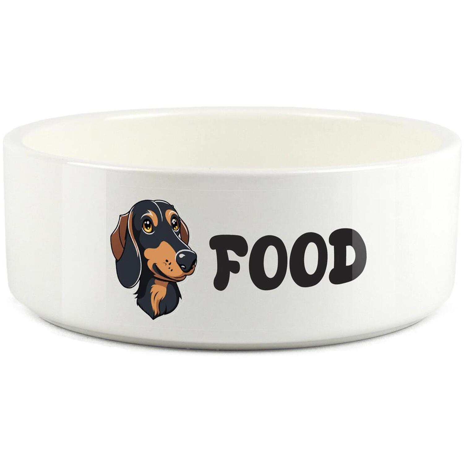 Purely Home Cartoon Drawing Small Ceramic Dog Food Bowl - Dachshund - Image 1