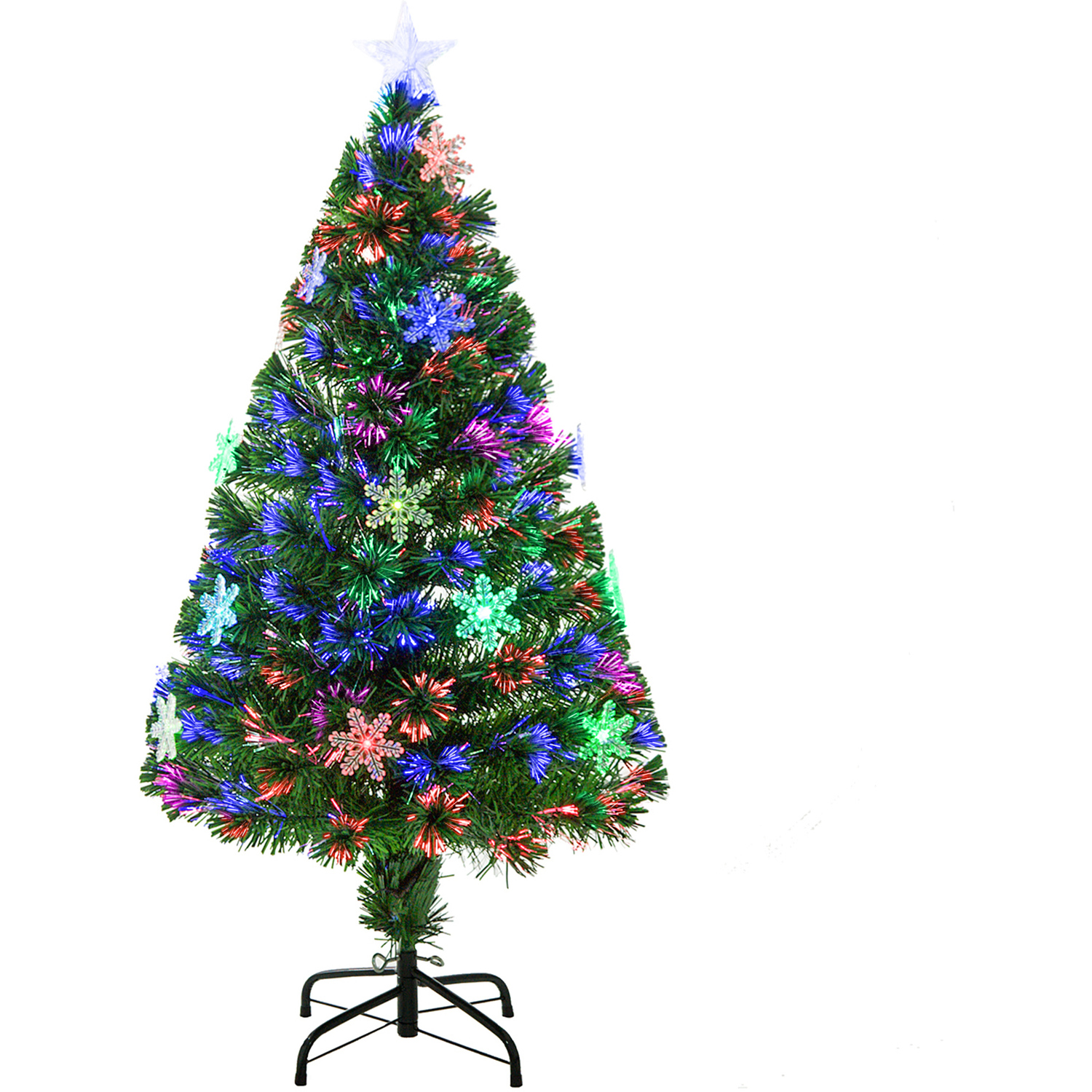 Aka 4Ft Fibre Optic Christmas Tree, Leds, Snowflake Ornaments ,Green