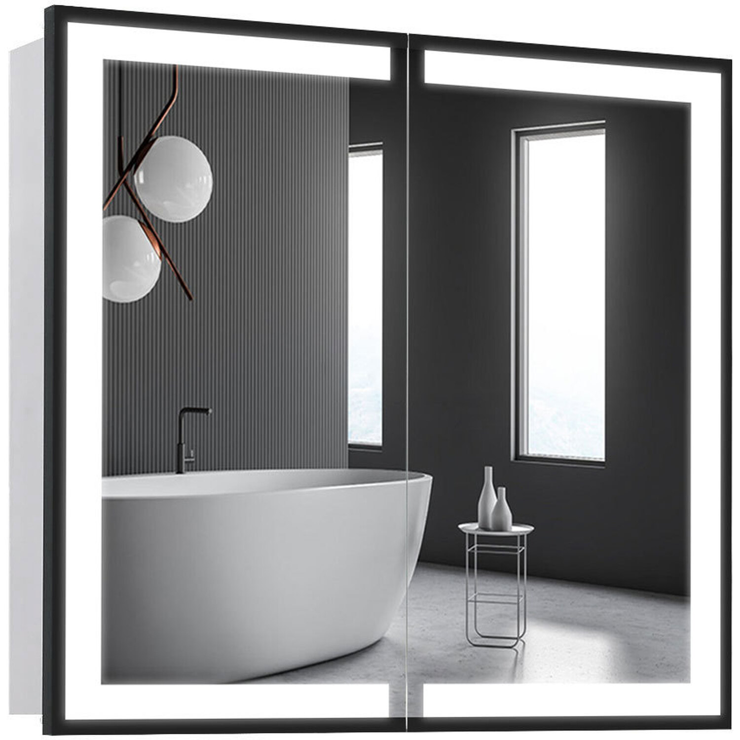 Bathroom Led Mirror Cabinet With Demister - White