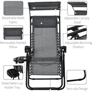 Grey Outsunny Zero Gravity Garden Deck Folding Chair shot 1337836