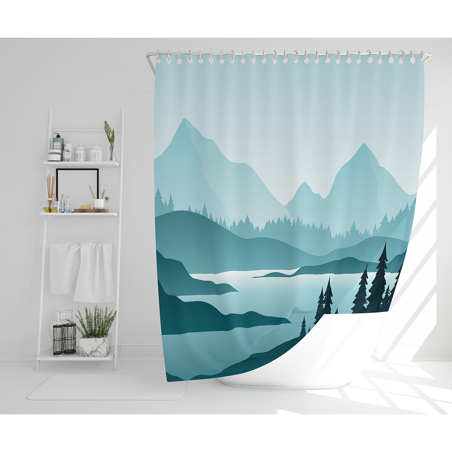 Abstract Blue Liquid Fluid Shower Curtain - Blue