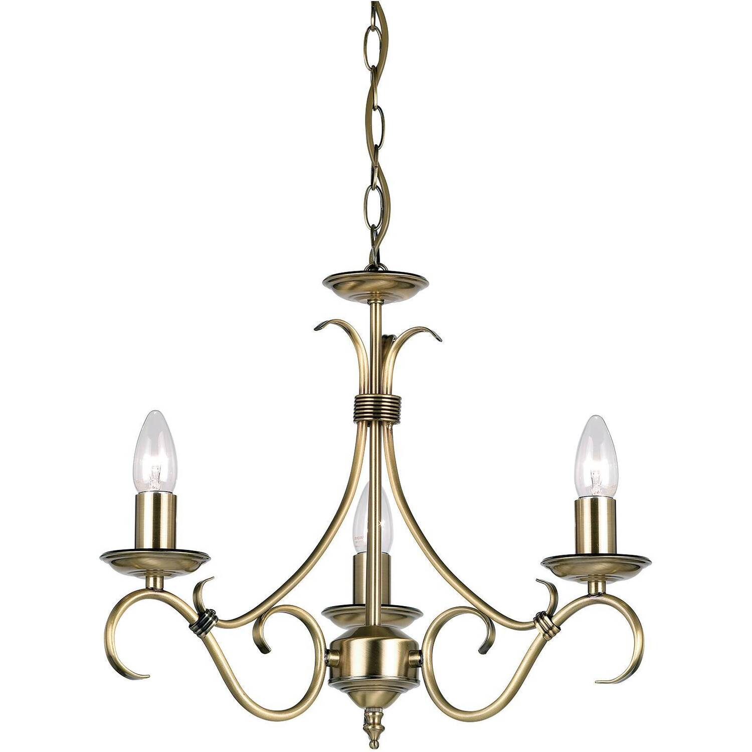Bernice 3 Light Multi Arm Ceiling Pendant Antique Brass, E14 - Antique Brass