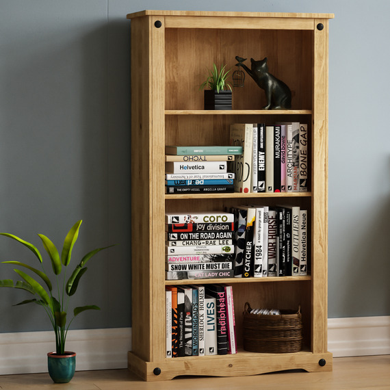 Corona Medium 4 Tier Bookcase - Pine