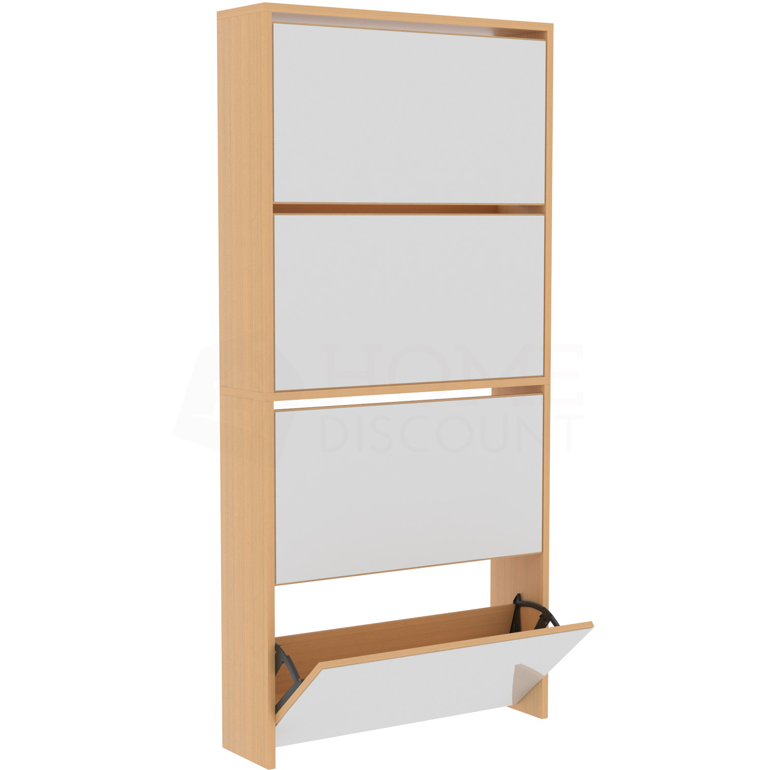 Lassic - Welham 4 Drawer Mirrored Shoe Cabinet - Oak thumbnail