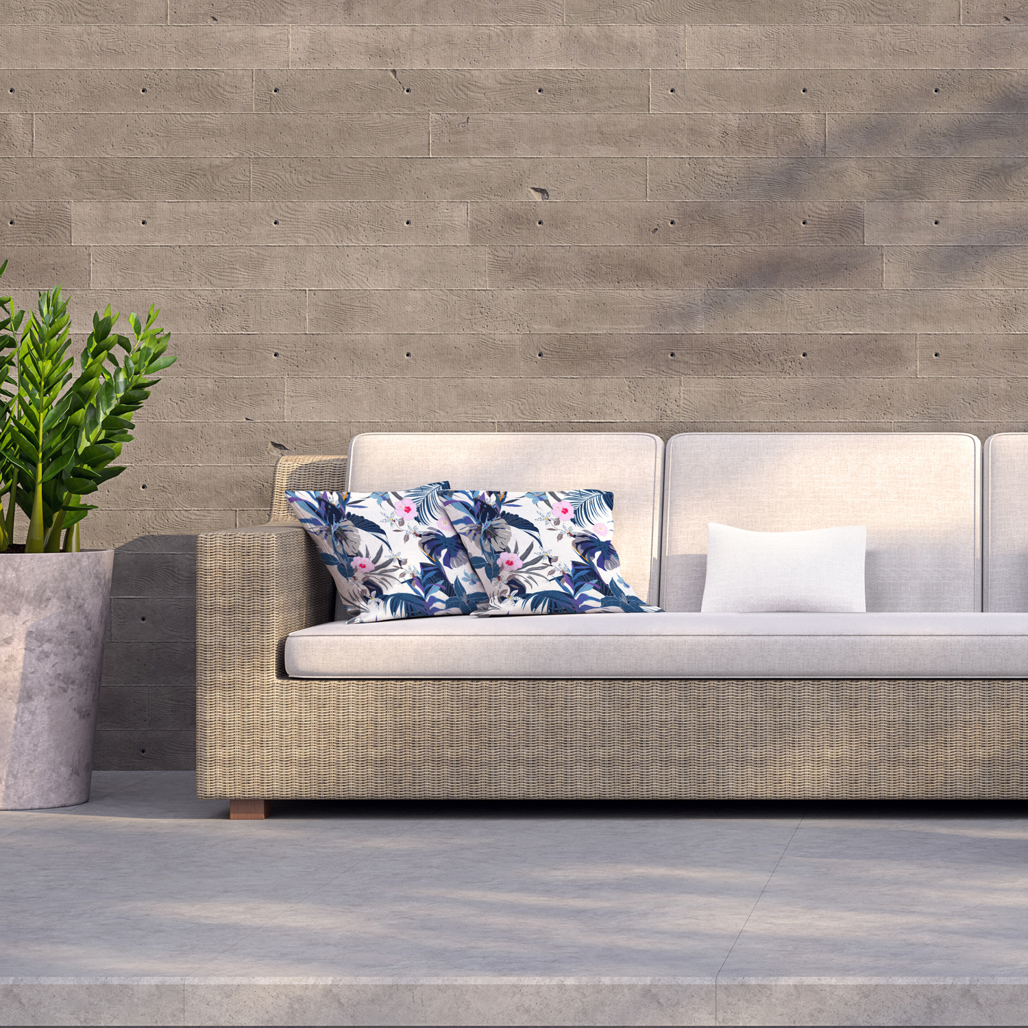 Bright Forest Flower On Navy Blue Outdoor Cushion - Blue / 60cm