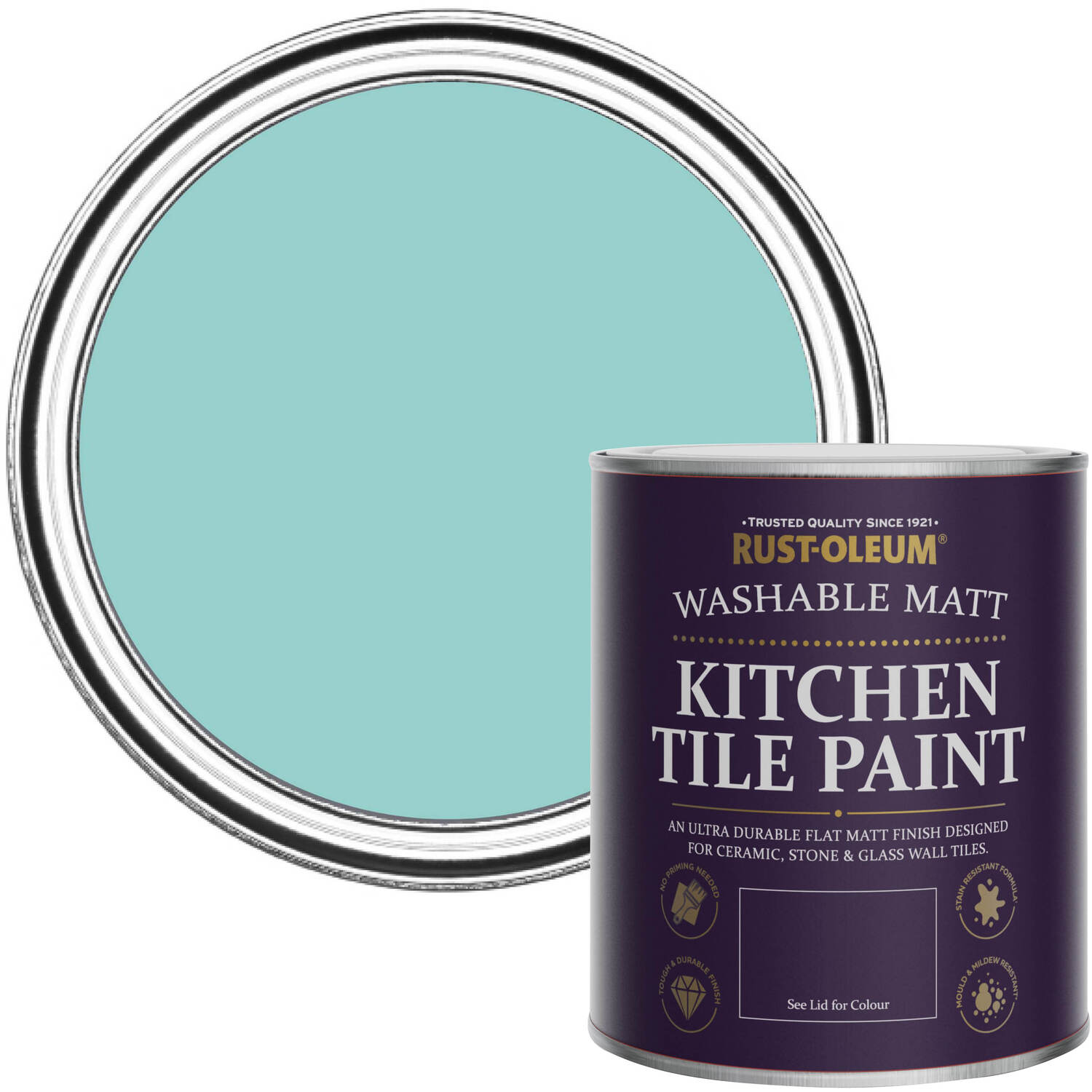 Rust-Oleum Kitchen Tile Paint Matt - Teal 750ml -  blue