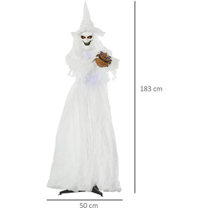 Outsunny Witch Halloween Prop Decoration, Life Size Standing Skeleton Ghost