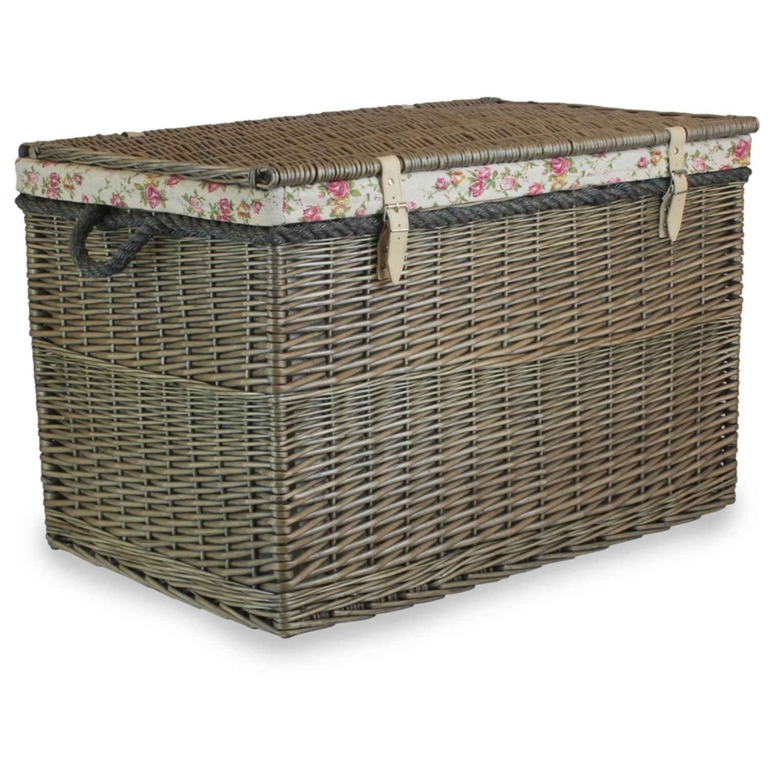 Red Hamper Large Antique Wash Storage Wicker Basket - Brown Grey