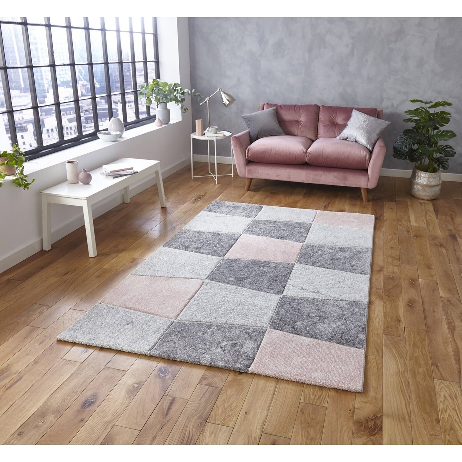 Brooklyn 22192 GreyRose Rug - Grey/Rose / 220cm thumbnail