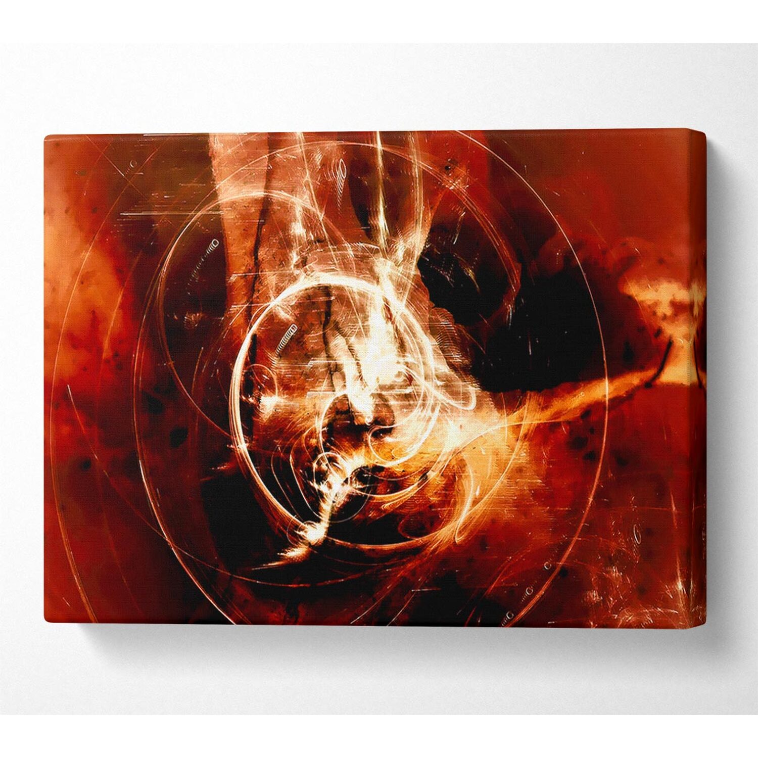 Wallart-Direct - Orange Planet Of Light Canvas Print Wall Art - Yellow / 101.6cm thumbnail