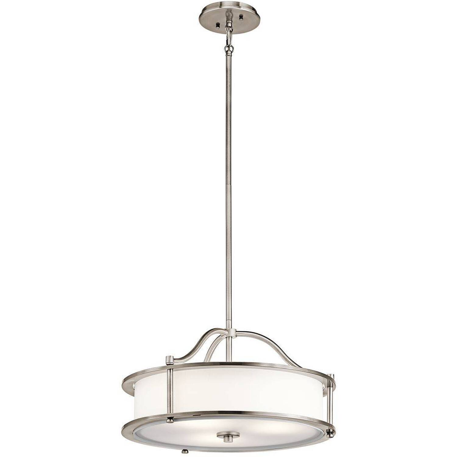Emory 3 Light Semi Flush Round Ceiling Pendant Light Pewter, E27 - Silver