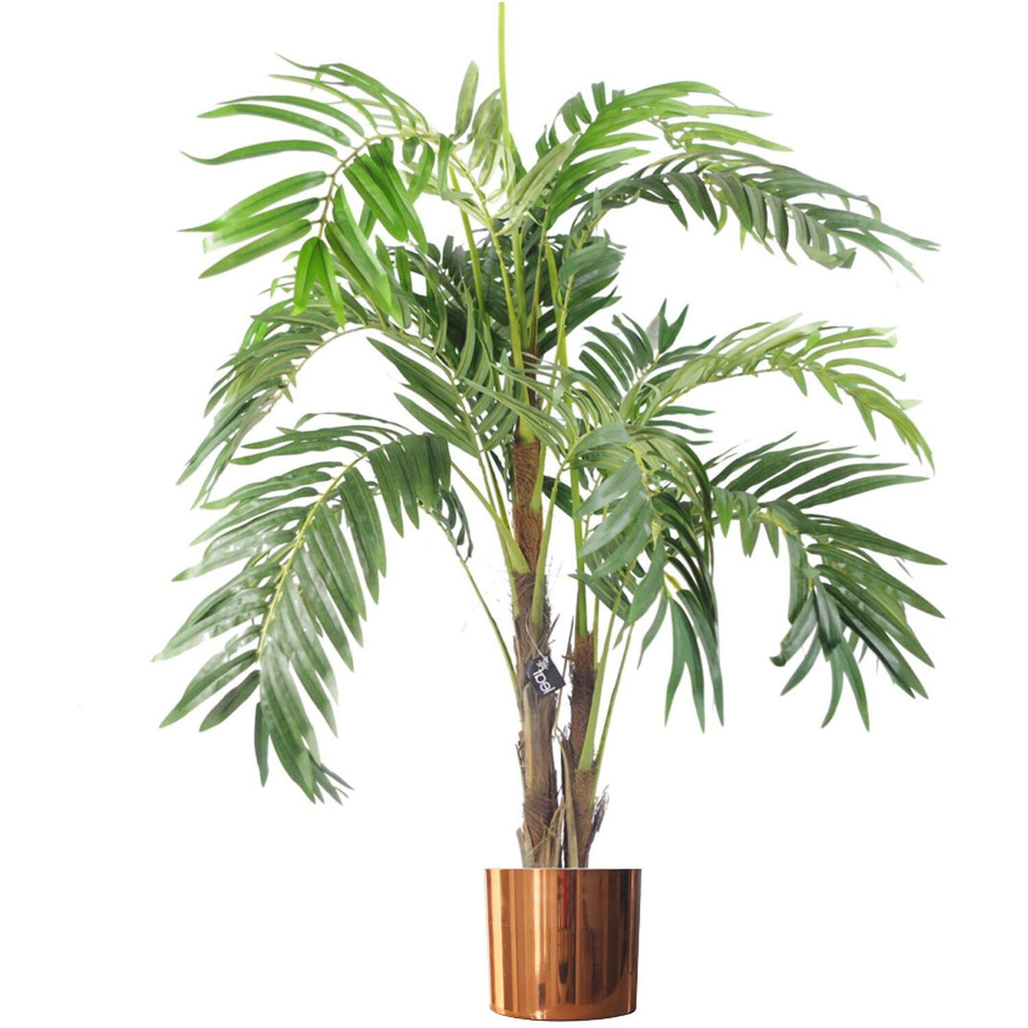 Realistic Artificial palm tree pot Copper Metal Planter - Green