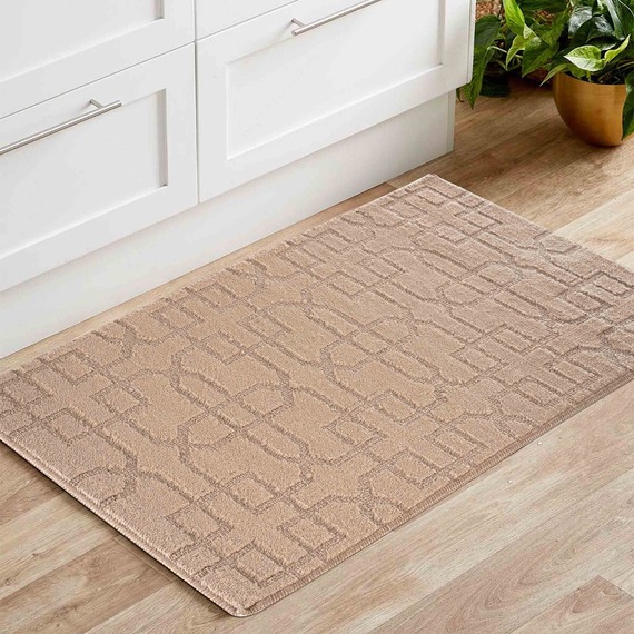 Ivy Washable Cubed Trellis Design Anti Slip Doormats - Runners