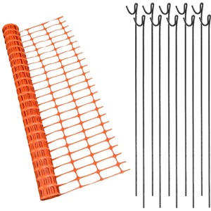 Orange Plastic Barrier Mesh Fence 25m - OPTIONAL 10 Metal Fencing Pins