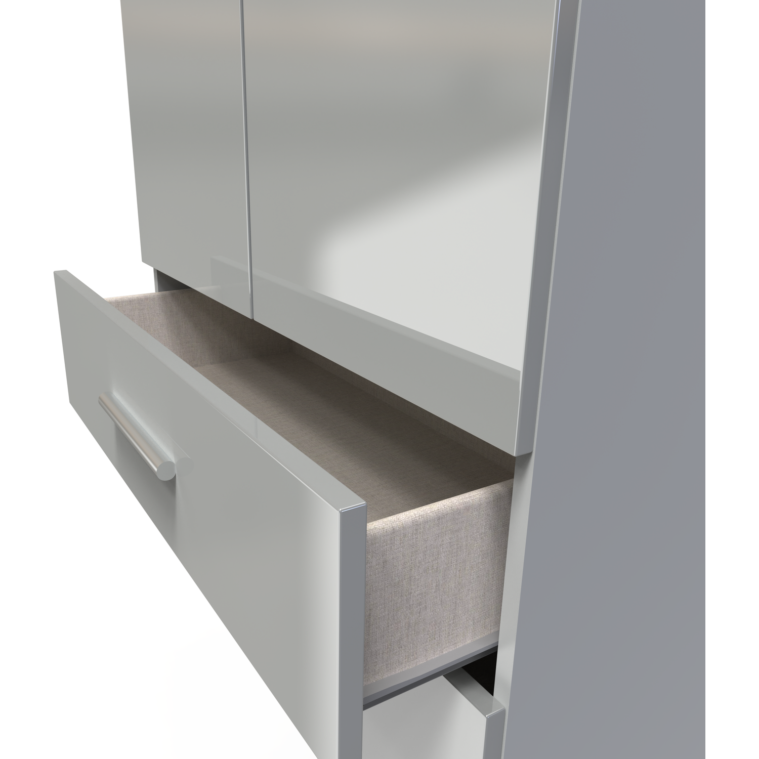 Knightsbridge Ready Assembled 2ft6in 2 Drawer Wardrobe - Grey Gloss Grey