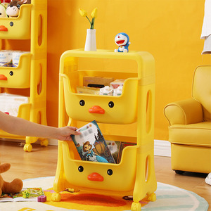 Kid Bedroom Storage Shelf Yellow Duck Trolley Cart Organiser Unit