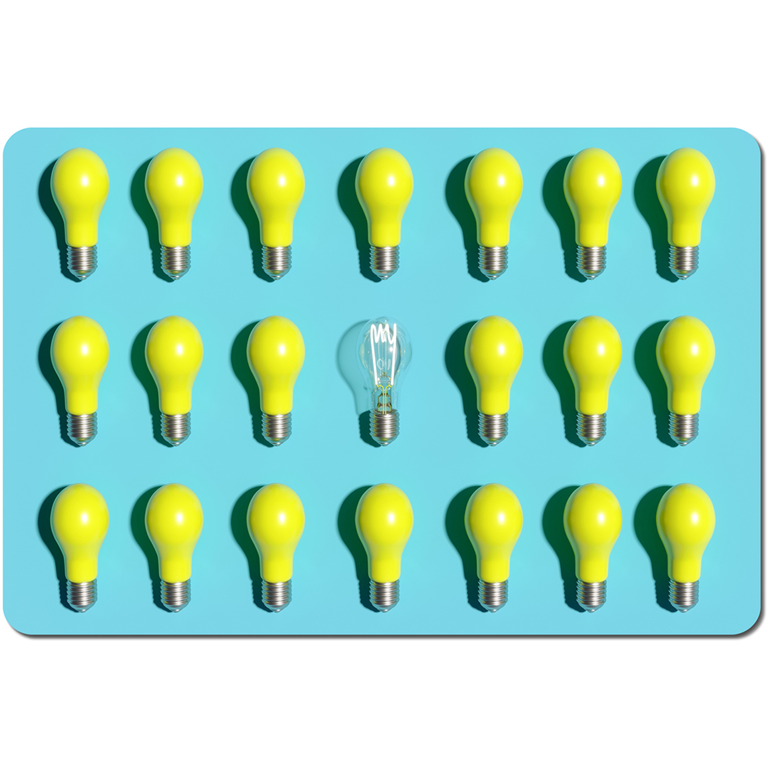 Image of Yellow Bulbs Placemat Set - Blue