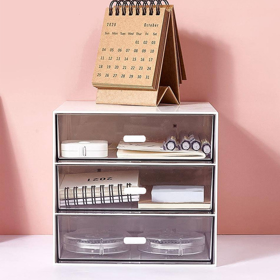 White Plastic 3-Drawer Desk Organizer