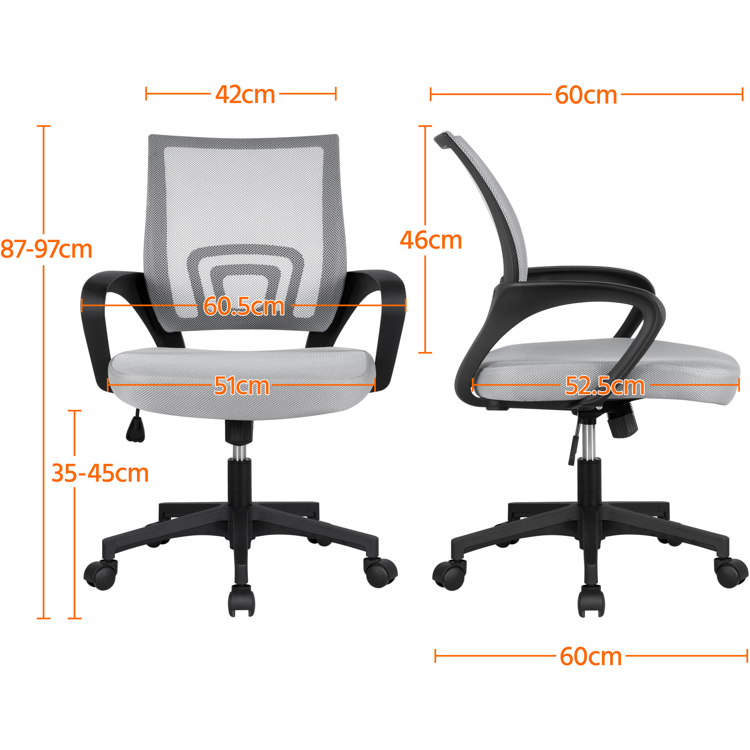 Yaheetech Ergonomic Mesh Office Chair - Grey