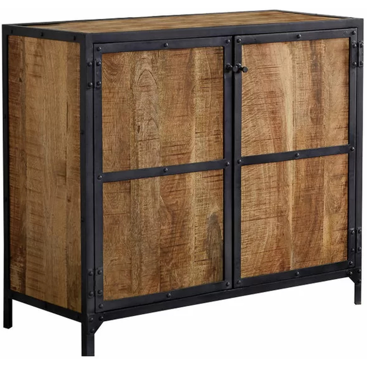 Vintage Upcycled Industrial Wood Small Sideboard In Light Wood - Light Wood