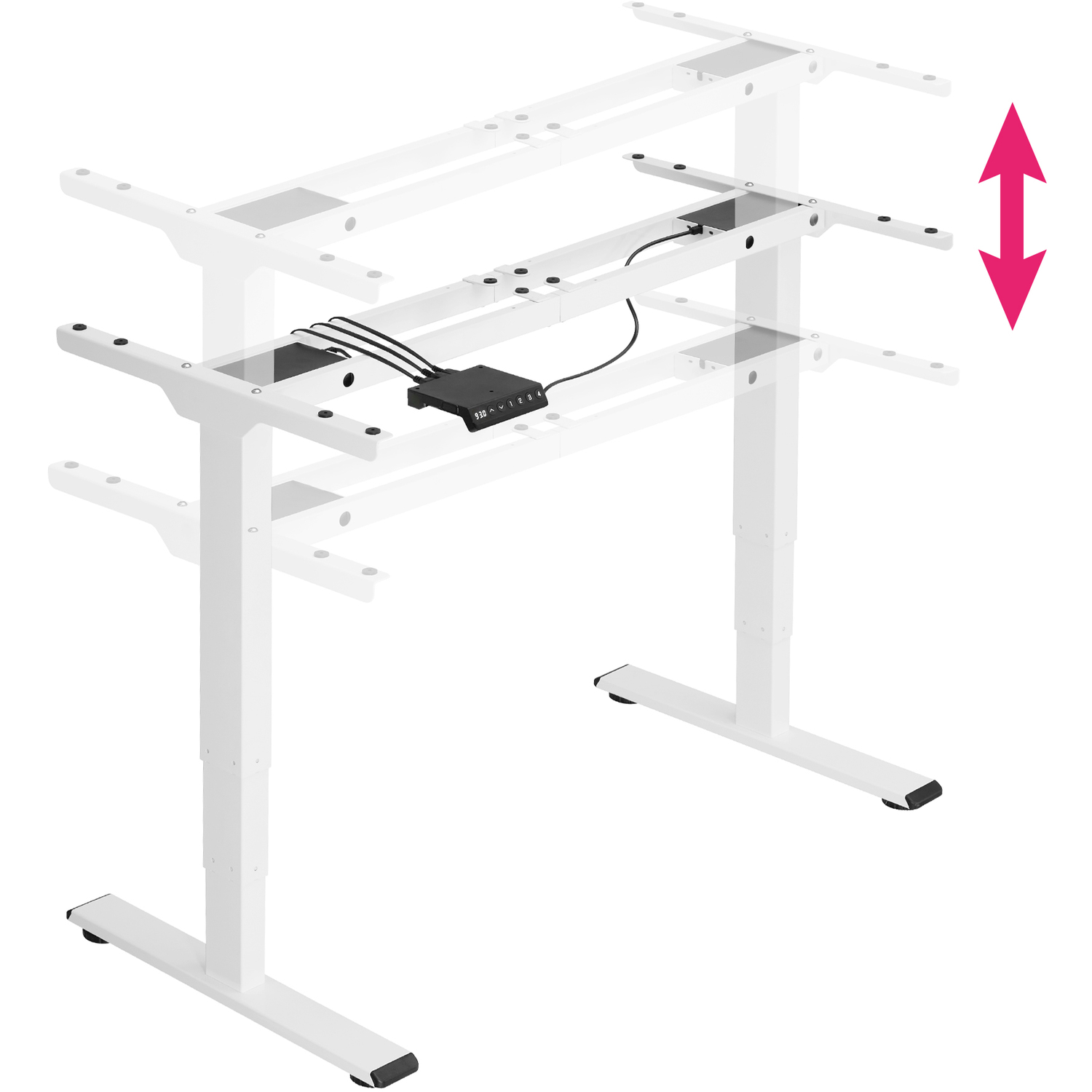Electric Height-adjustable Computer Desk Base Dual Motor And 3 Memory Settings - White