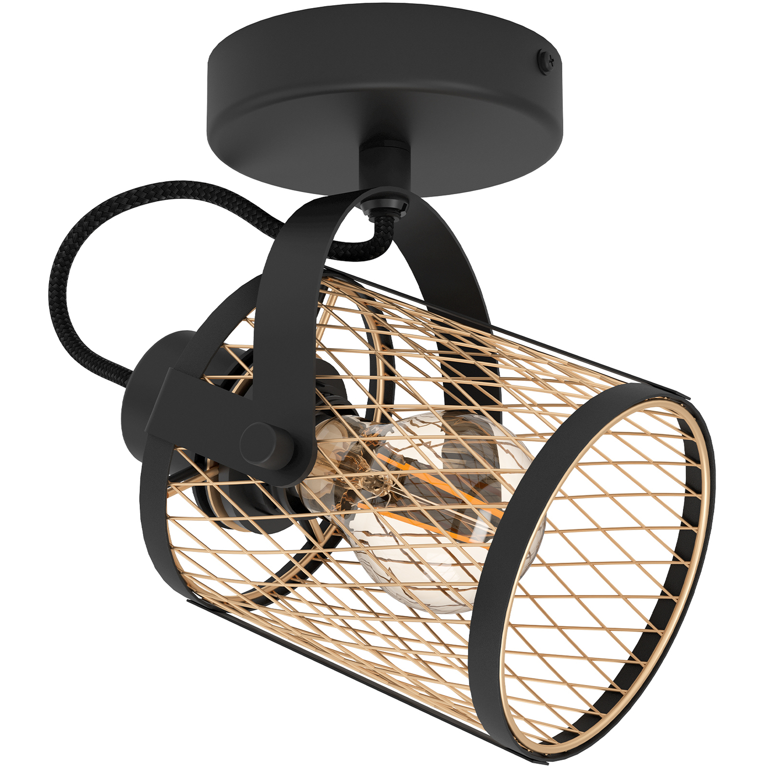 Eglo Dellow Black Steel Lattice Style Adjustable Wall Or Ceiling Spotlight - Black