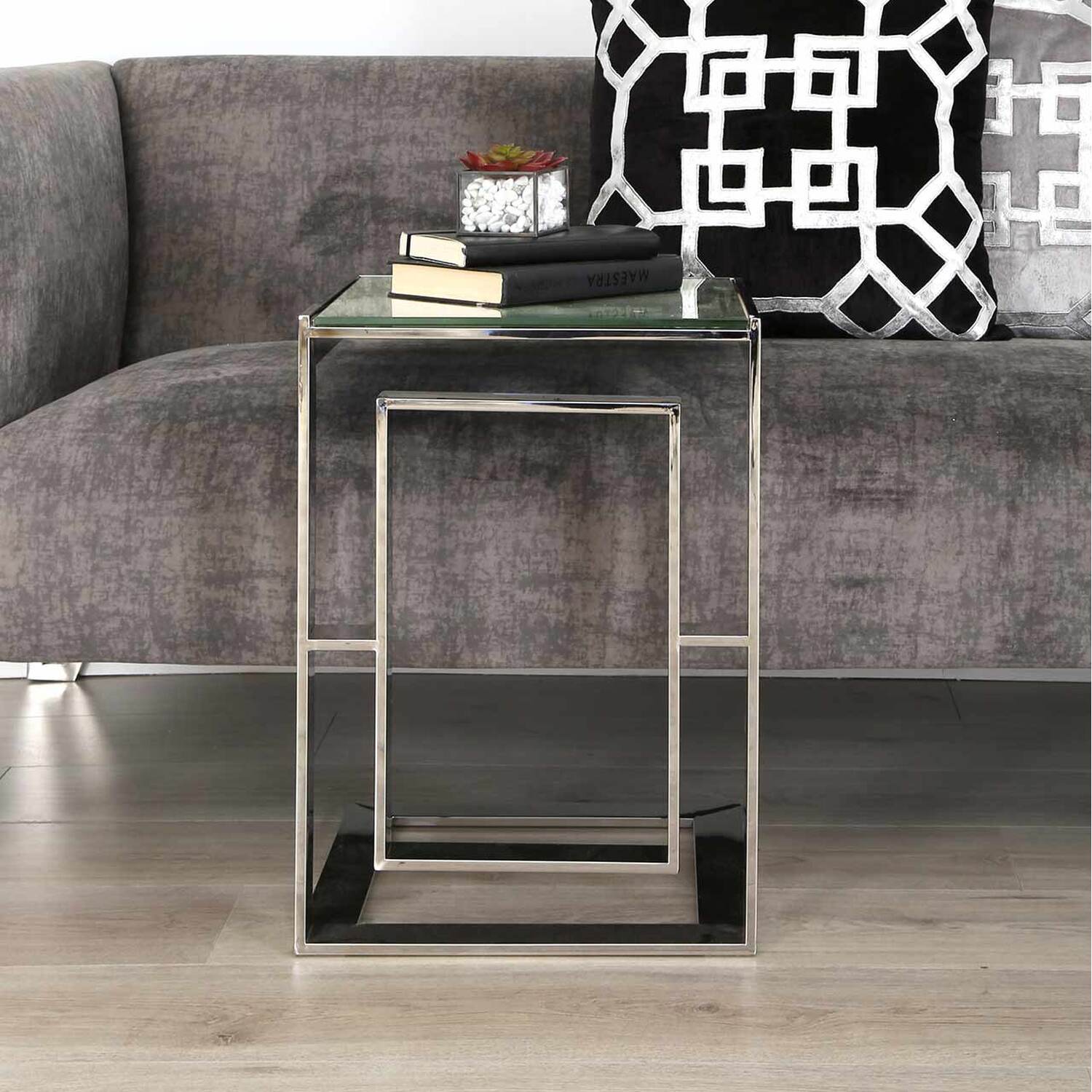 C-shape Sofa Table For Living Room Furniture - Clear