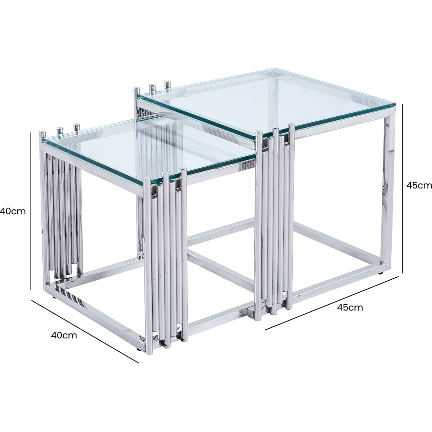 45cm Set of 2 Metal Nesting Table for Living Room
