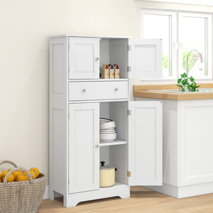 HOMCOM Modern Kitchen Cupboard with Drawer Doors and Adjustable Shelf