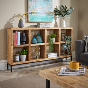 Natural / Wide Home Source Stockton Mango Wood 8 Shelf Bookcase shot 6078324