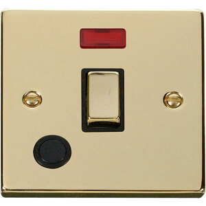 Polished Brass 1 Gang 20A Ingot DP Switch With Flex With Neon