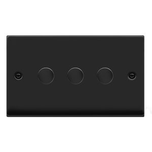 Matt Black 3 Gang 2 Way LED 100W Trailing Edge Dimmer Light Switch