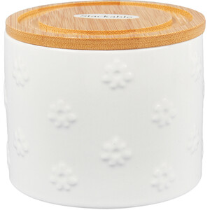 Embossed White Flower Stacking Canister