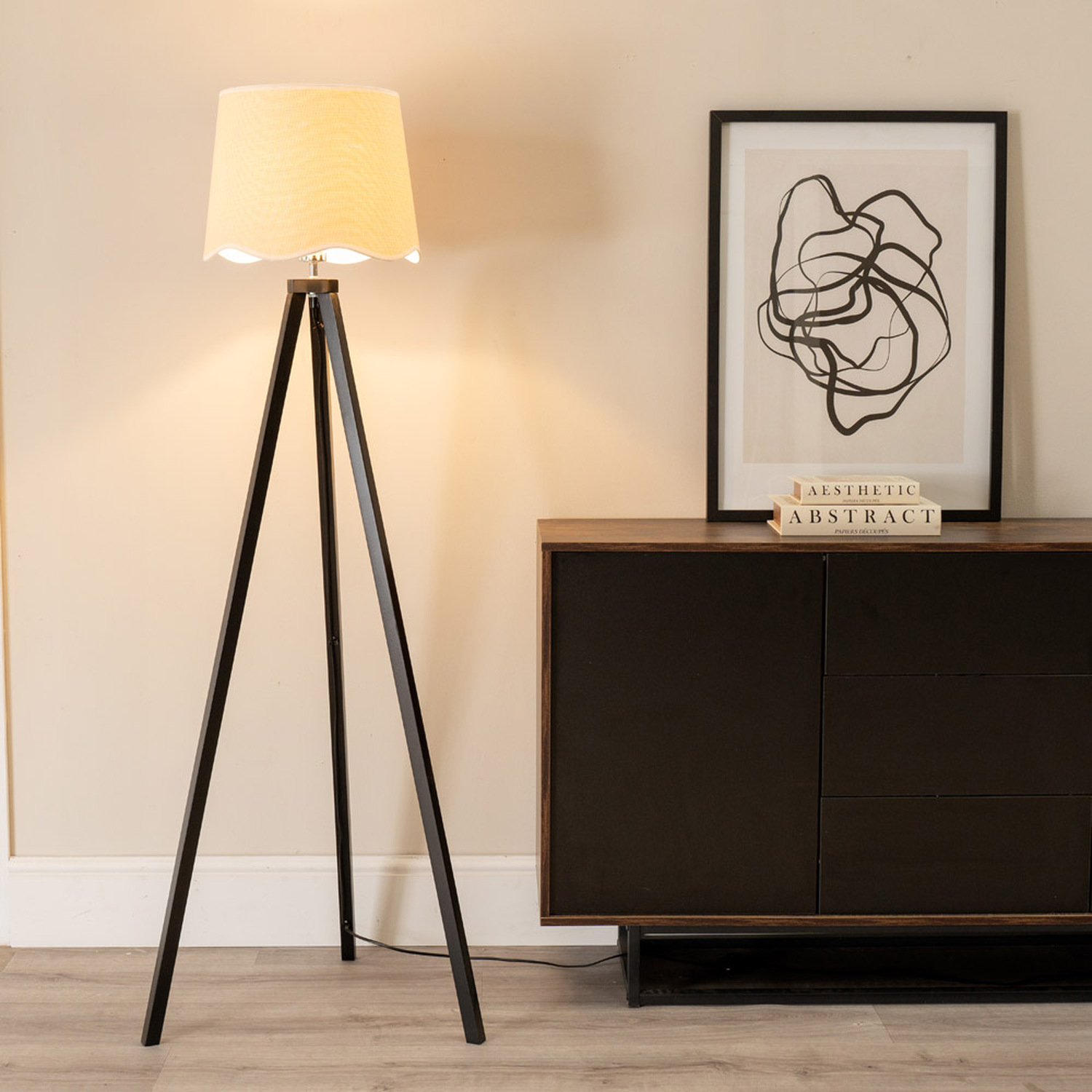 Image of Barbro Tripod Floor Lamp with Natural&hellip;
