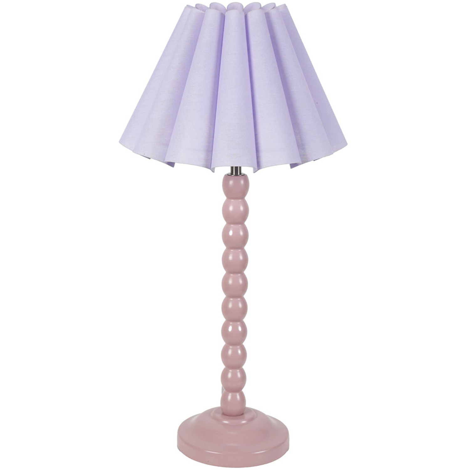 Bobbins Rose Pink Table Lamp with Scallop Tapered Lamp Shade - Lilac / Bulb Included