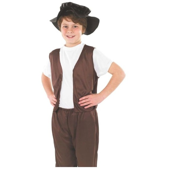Childs Tudor Kit Red Waistcoat Hat and Neck Ruffle