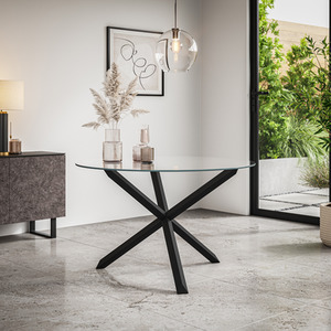 Malvern Round Dining Table 4-6 Seater with Solid Black Oak Legs