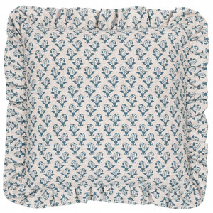 Lulah Block Printed Ruffle Cushion Cover
