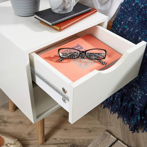 White Home Source Boden 2 Drawer Bedside Table Bedroom Storage Unit shot 7271975