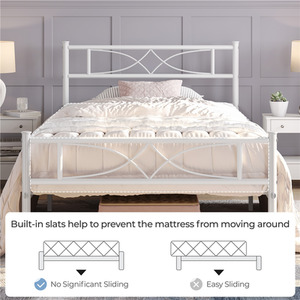 White / Single Metal Bed Frame with Curved Design shot 7449019