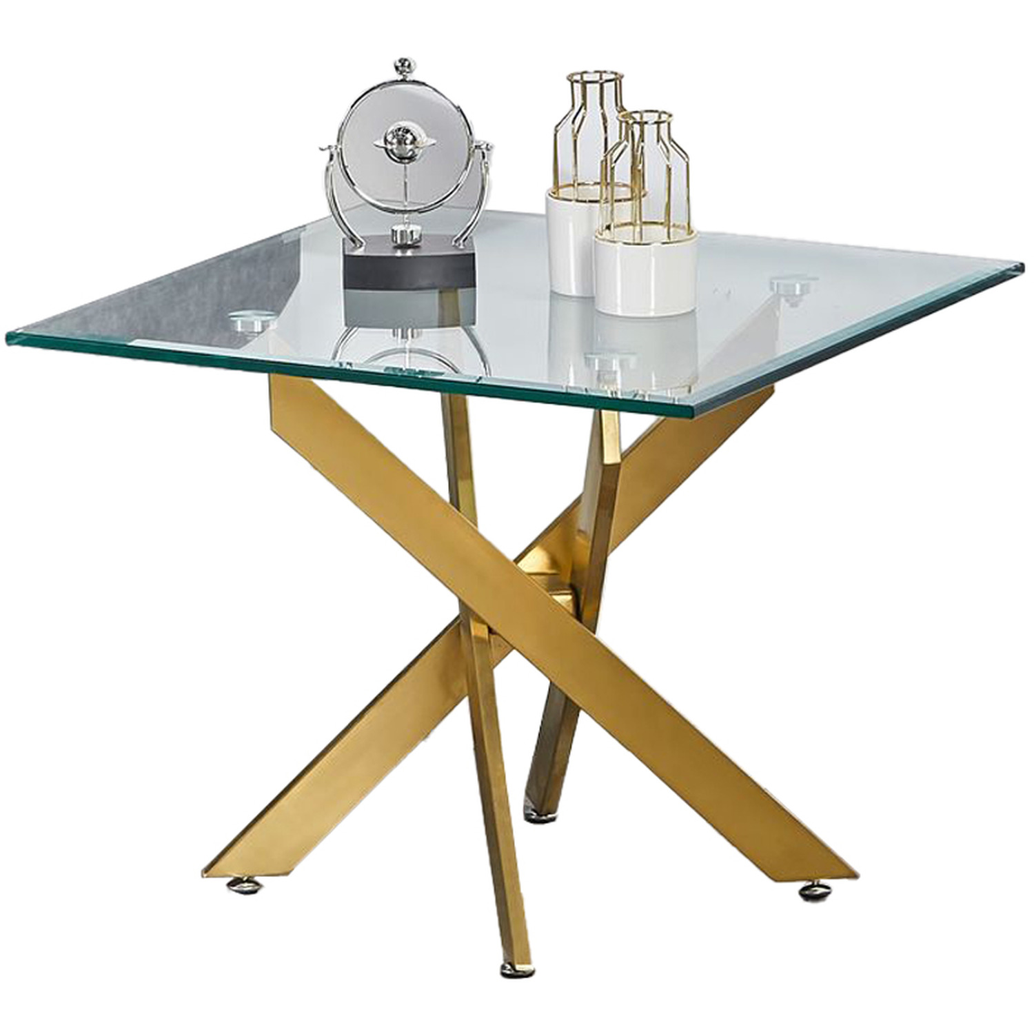 Vidrio Glass Side Table With Acrylic Frame - Gold