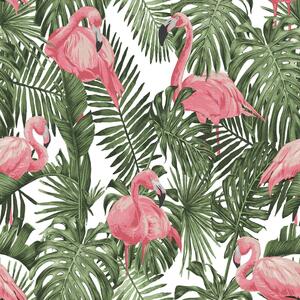 Flamingo Palm Paradise Wallpaper Tropical Leaves Forest