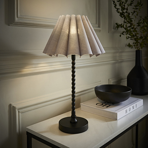 Maeve Black Bobble Table Lamp with Pleated Tapered Shade